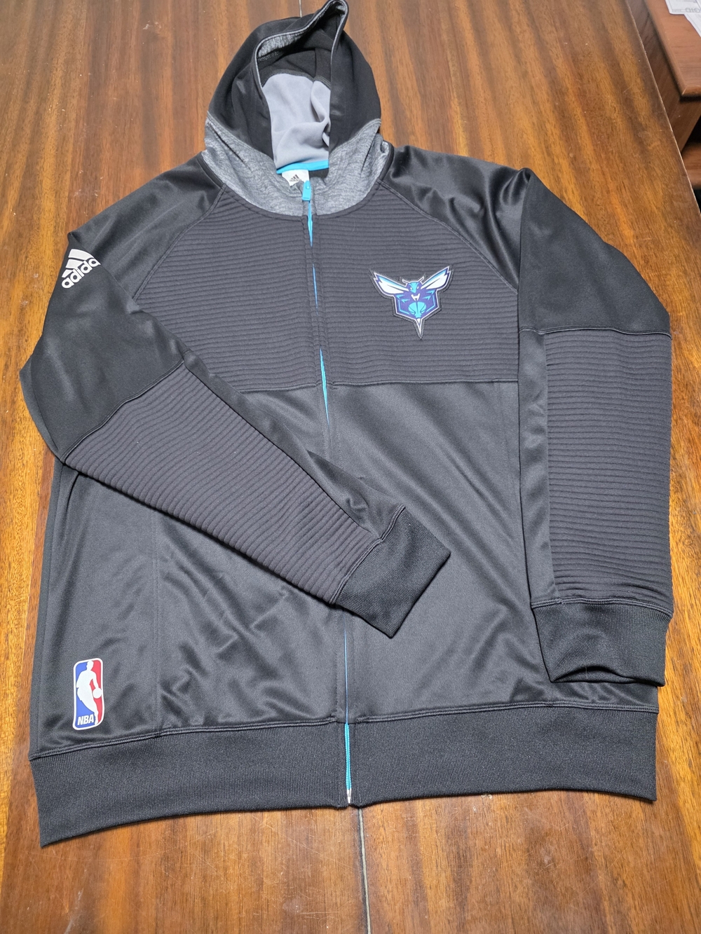 adidas Men’s Black Jacket with Teal Hornets Accents